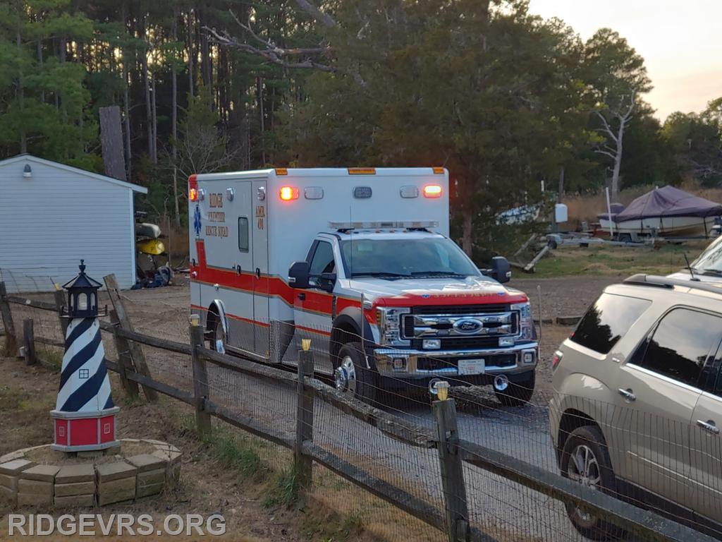 Ambulance 498 on location in Ridge.