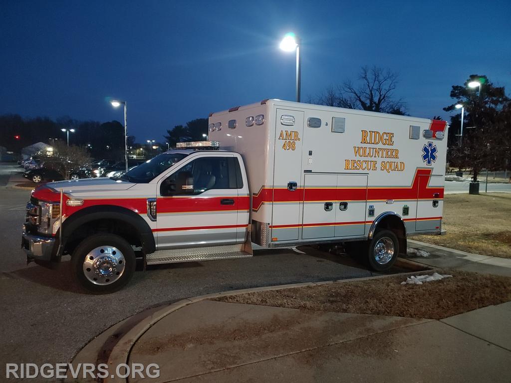 Ambulance 498 out at St Mary's Hospital.
