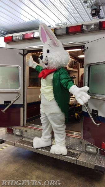 The Easter Bunny at the Rescue Squad.