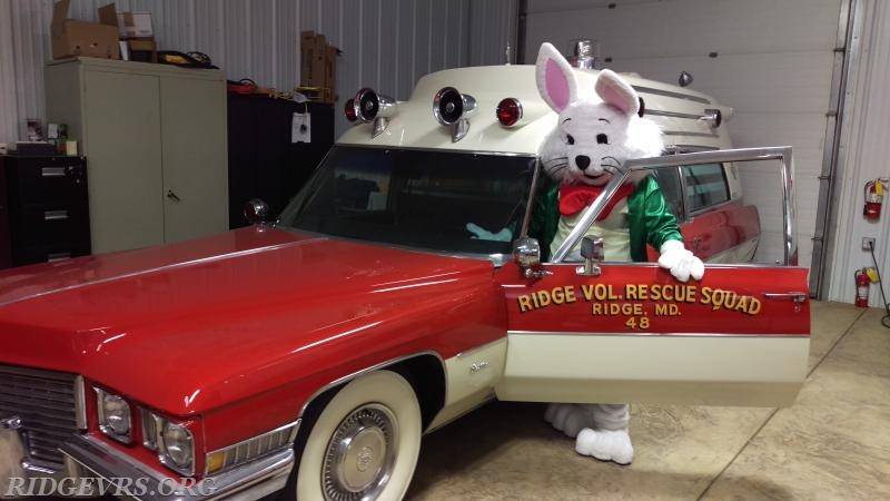 1972 Miller Meteor Cadillac. The Easter Bunny at the Rescue Squad.