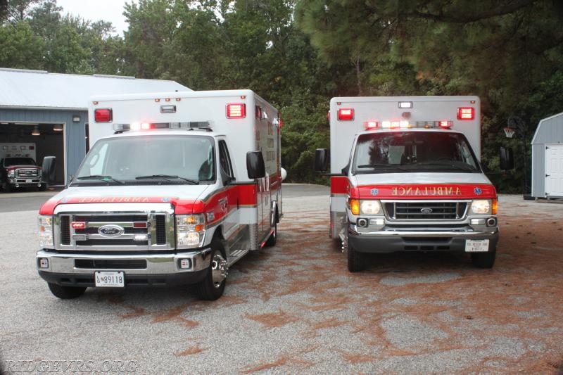Ambulance 496 & 497 at Co 49 Squad building.