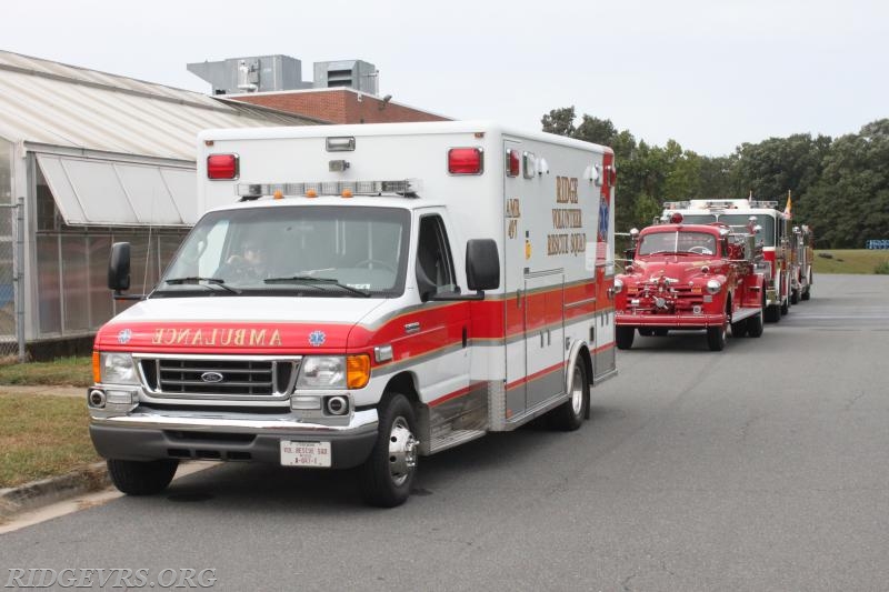 Ambulance 497 at the St. Mary's fairgrounds for the parade.
