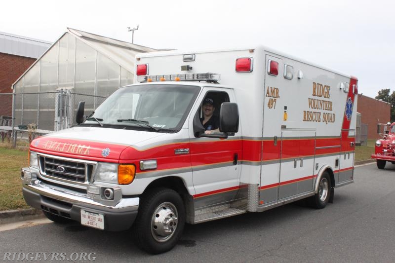 Ambulance 497 at the St. Mary's fairgrounds for the parade.