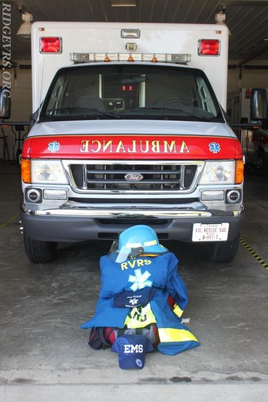 Ambulance 497 with turnout gear.