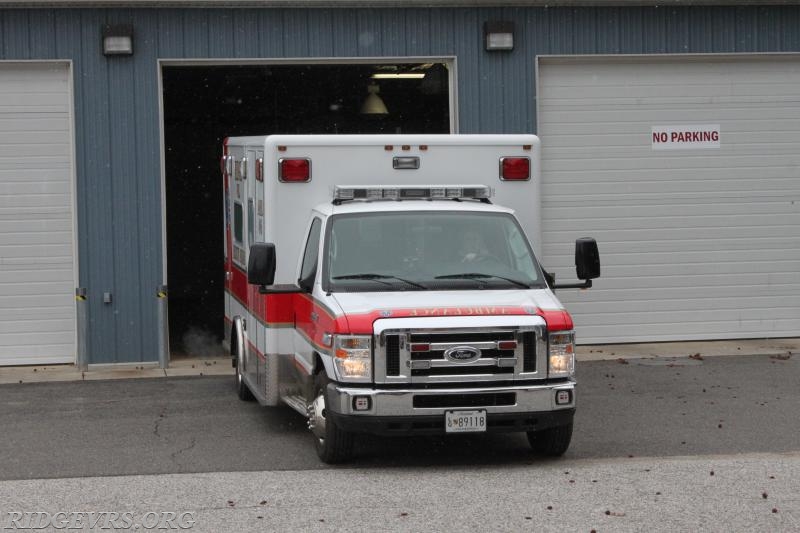 Ambulance 496 at Co 49 Squad building.