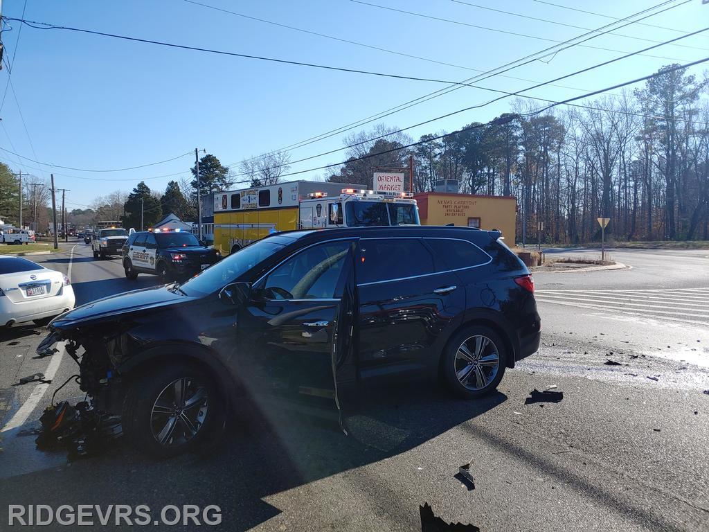 Ambulance 498 on location at Flat Iron and Route 5 for a auto accident.