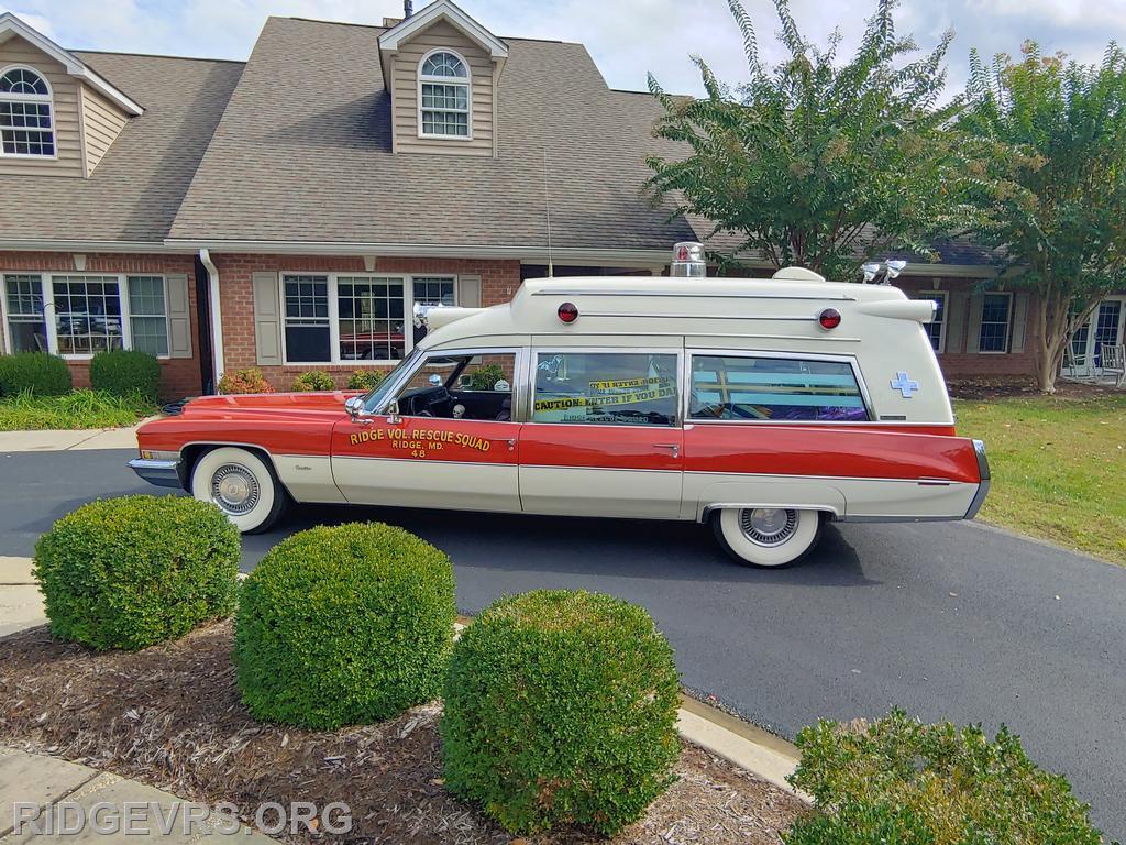 Ambulance 48 (Caddy) out in Callaway. 1972 Miller Meteor Cadillac.