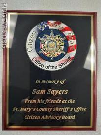 RVRS - The St. Mary's Citizens Advisory Board presenting a plaque in memory of Sam Sayers.